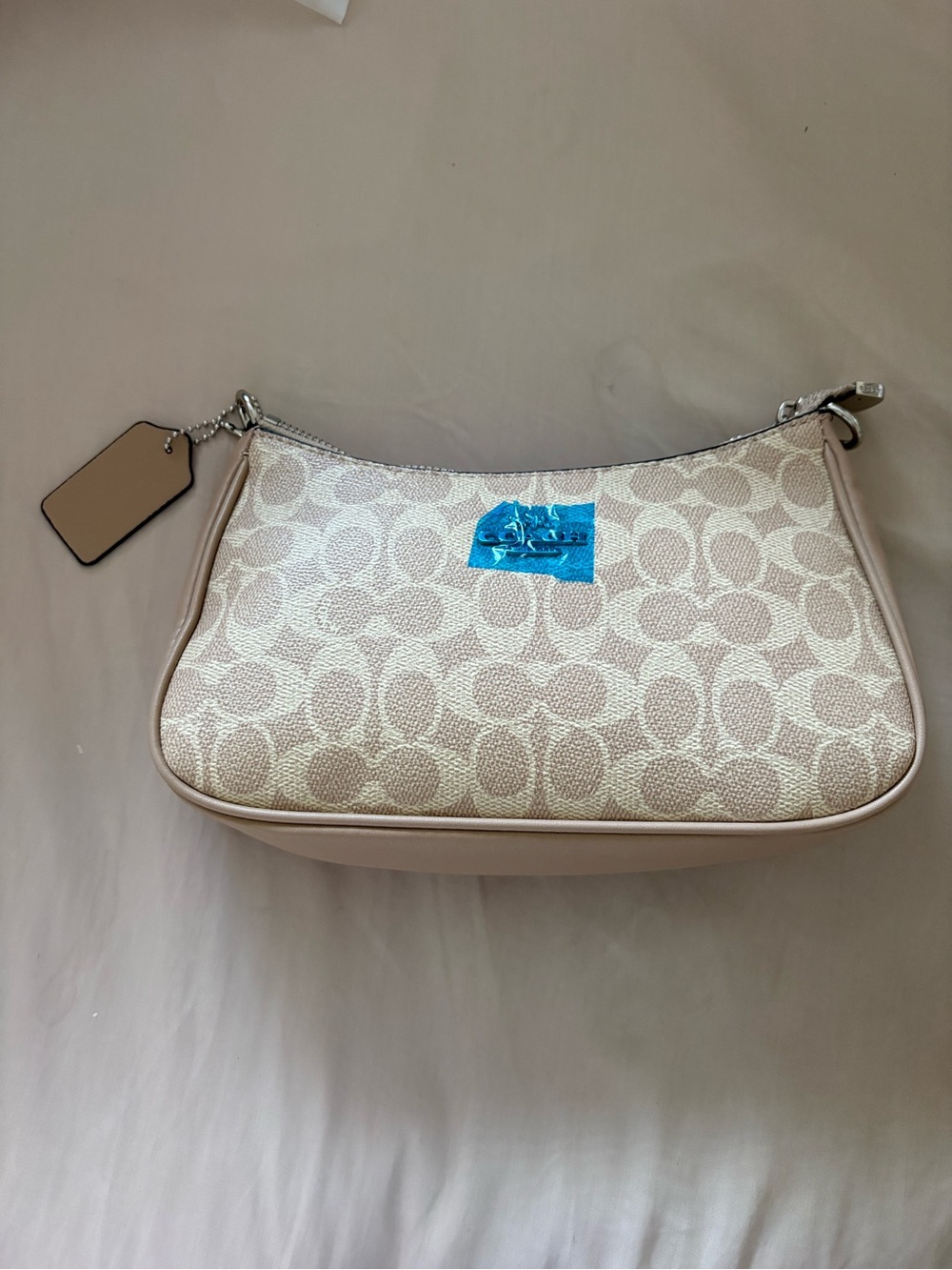 Coach Signature Canvas Shoulder Bag in Light Beige and Cream - Picture 2 of 6